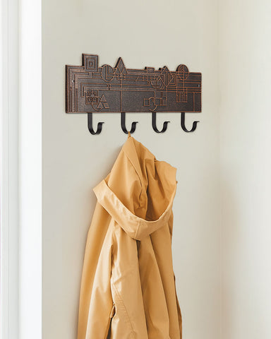 Frank Lloyd Wright December Gifts 4-Hook Plaque Oil Rubbed Bronze Style Shot