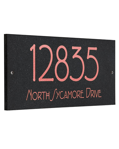Frank Lloyd Wright Eagle Feather Granite 2 Line Address Plaque Copper