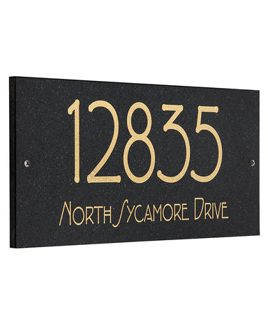 Frank Lloyd Wright Eagle Feather Granite 2 Line Address Plaque Gold
