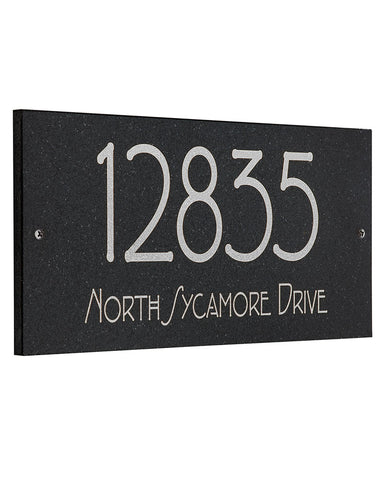 Frank Lloyd Wright Eagle Feather Granite 2 Line Address Plaque Silver