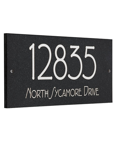 Frank Lloyd Wright Eagle Feather Granite 2 Line Address Plaque White