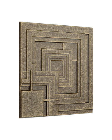 Frank Lloyd Wright Ennis Tile Plaques Set of 4 Antique Brass Angle