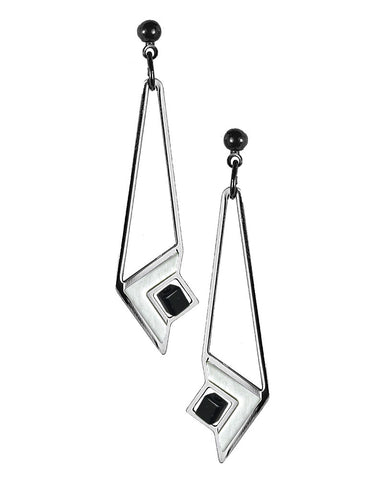 Frank Lloyd Wright Art Glass Chrome Enamel Earrings