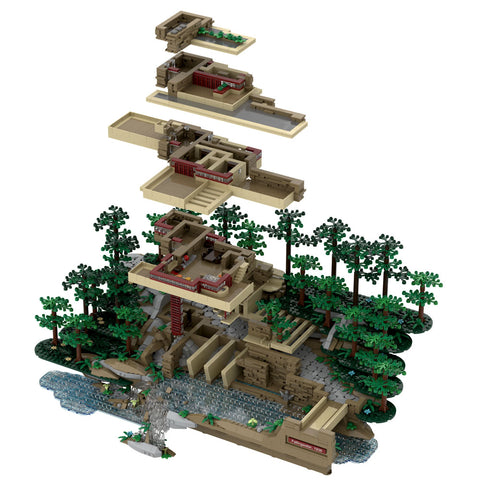 Frank Lloyd Wright Fallingwater Architecture Building Brick Set
