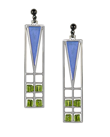 Frank Lloyd Wright Light Screen Blue Enamel Earrings