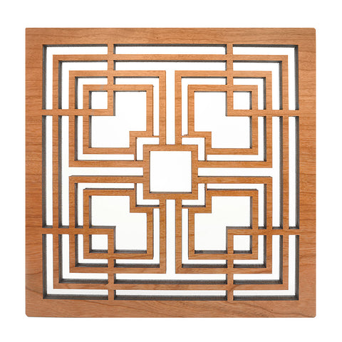 Frank Lloyd Wright Storer Textile Block Wood Trivet