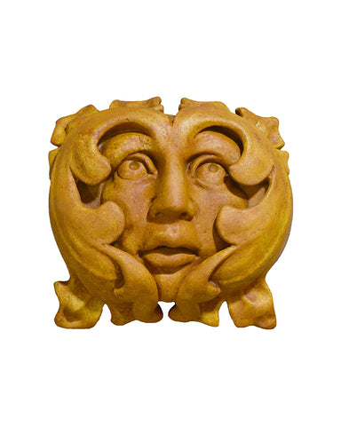 French Green Man Plaque in Cast Stone - Terra Cotta