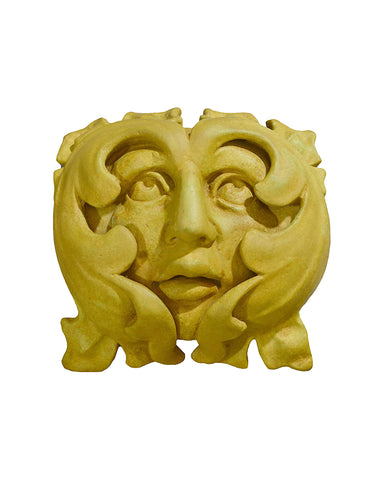 French Green Man Plaque in Cast Stone Weathered Bronze