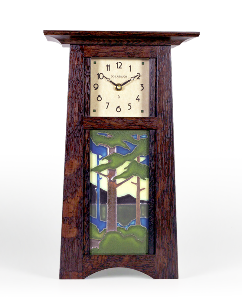 Arts and Crafts Motawi Pine Landscape Tile Mantel Clock Arts and Crafts Motawi Pine Landscape Tile Mantel Clock