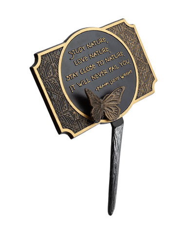 Frank Lloyd Wright Study Nature Garden Plaque Black / Gold