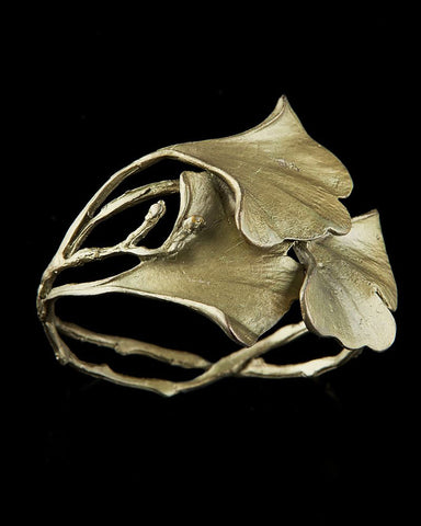 Ginkgo Leaf Bronze Cuff Bracelet by Michael Michaud