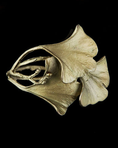 Ginkgo Leaf Bronze Cuff Bracelet by Michael Michaud