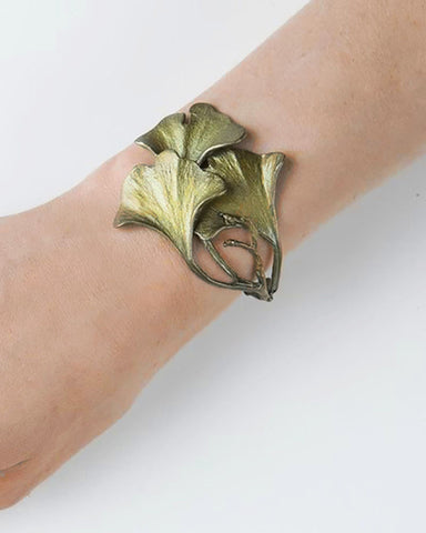 Ginkgo Leaf Bronze Cuff Bracelet by Michael Michaud