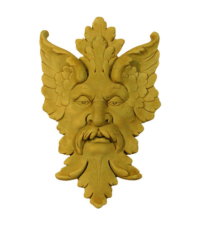 Michelangelo Green Man Leaf Mask Plaque in Cast Stone - Weathered Bronze