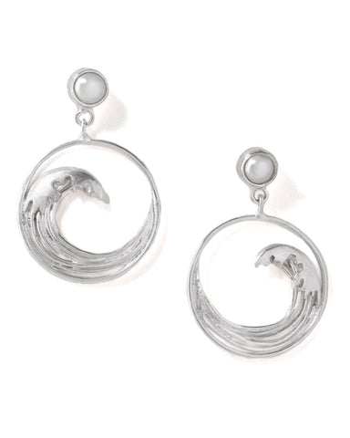 Hokusai Silver and Pearl Earrings