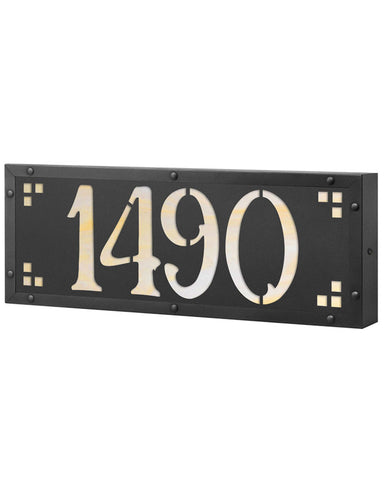 Illuminated Brass Prairie House Number Plaque for 4 numbers