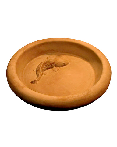 Koi Pond Bird Bath in Cast Stone Terra Cotta