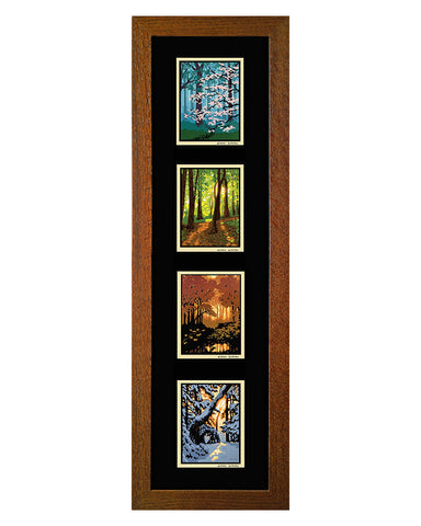 Laura Wilder New Woods Seasons Framed Giclée Prints Set - Vertical