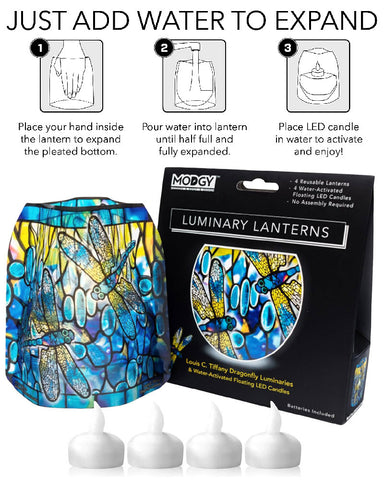 Modgy Louis C. Tiffany Dragonfly Luminaries - Set of Four