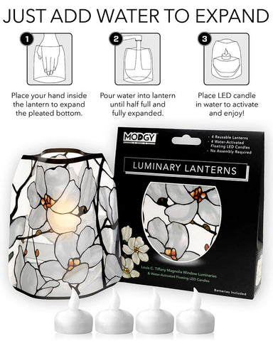 Modgy Louis C. Tiffany Magnolia Luminaries - Set of Four