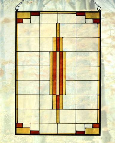 Arts and Crafts Prairie Window Art Glass Panel