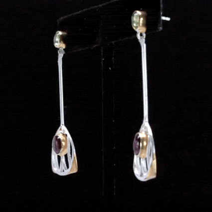 Mackintosh Gesso Inspirations Silver, Garnet, and Peridot Earrings