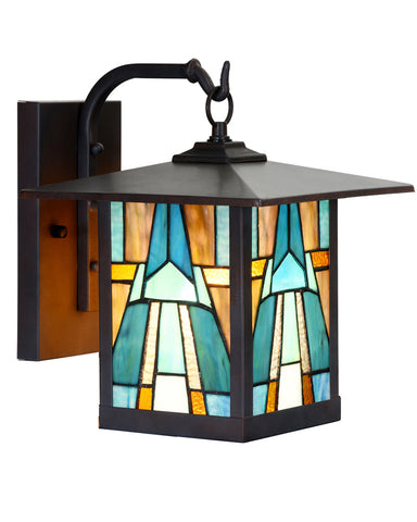 Mission Craftsman Stained Glass Wall Sconce - Bryce Aqua