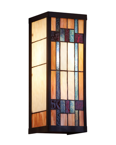 Vertical Mission Craftsman Stained Glass Wall Sconce - Prairie