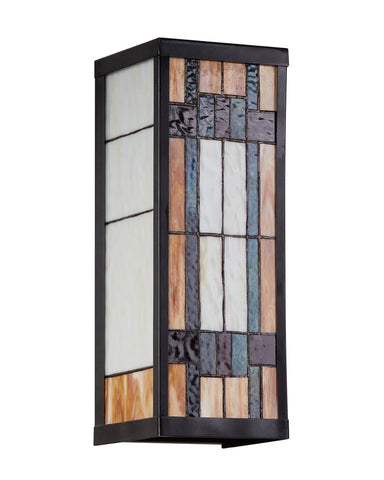 Vertical Mission Craftsman Stained Glass Wall Sconce - Prairie