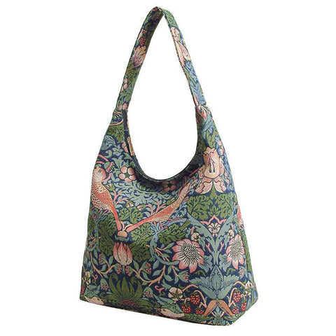 William Morris Strawberry Thief Blue Tapestry Hobo Shoulder Bag