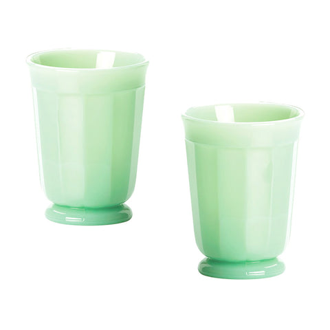 Mosser Glass Set of Two Jadeite Panel Tumblers