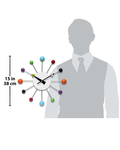 Orb Spoke Mid-Century Modern Wall Clock - Multicolor