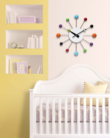 Orb Spoke Mid-Century Modern Wall Clock - Multicolor
