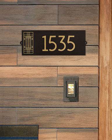 Frank Lloyd Wright Oak Park Modern House Address Plaque Style Shot Aged Bronze / Gold