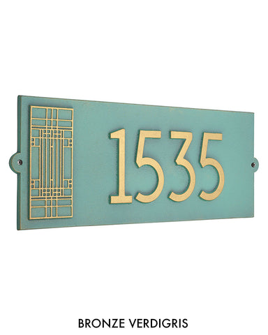 Frank Lloyd Wright Oak Park Modern House Address Plaque Bronze Verdigris