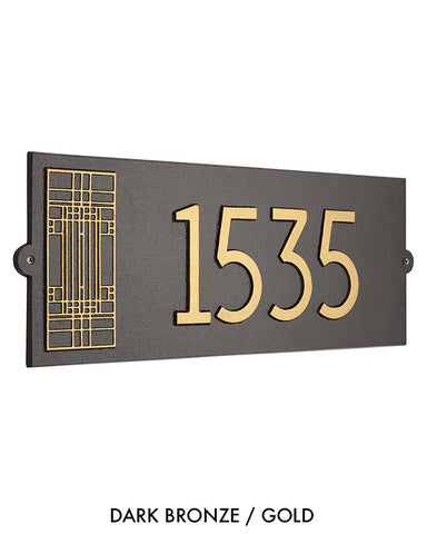 Frank Lloyd Wright Oak Park Modern House Address Plaque Dark Bronze / Gold