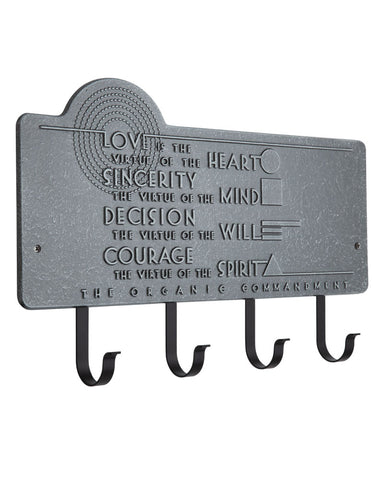 Frank Lloyd Wright Organic Commandments 4-Hook Wall Plaque pewter