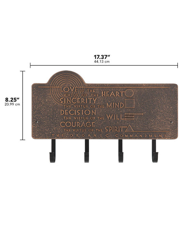 Frank Lloyd Wright Organic Commandments 4-Hook Wall Plaque dimensions