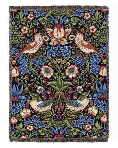 William Morris Strawberry Thief Tapestry Throw Blanket