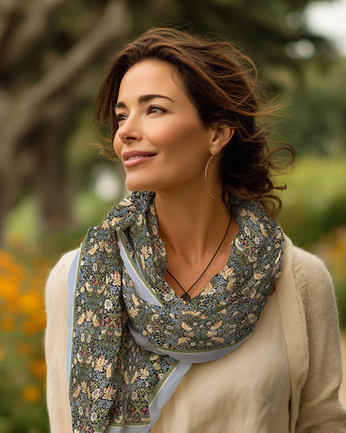 William Morris Strawberry Thief Silk Blend Shawl Style Shot