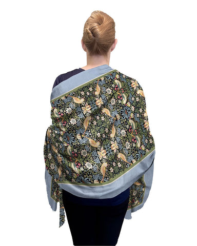 William Morris Strawberry Thief Silk Blend Shawl Model