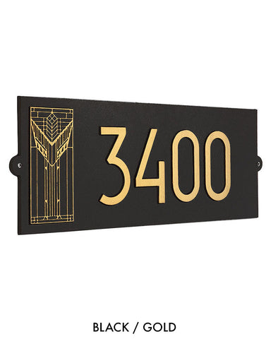 Frank Lloyd Wright Sumac House Number Plaque Black / Gold