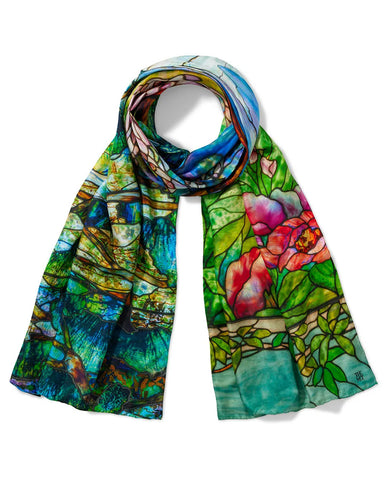 Met Museum Louis C. Tiffany Garden Landscape 100% Silk Scarf