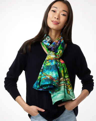 Met Museum Louis C. Tiffany Garden Landscape 100% Silk Scarf