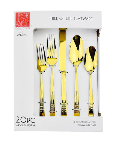 Frank Lloyd Wright Tree of Life Flatware Set - Gold