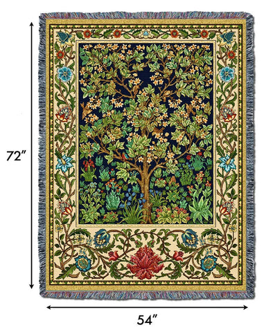William Morris Tree of Life Tapestry Throw Blanket Dimensions