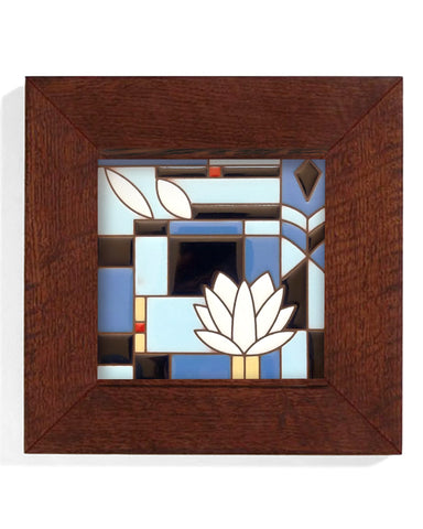 Carly Quinn Frank Lloyd Wright Waterlilies Oak Framed Ceramic Tile