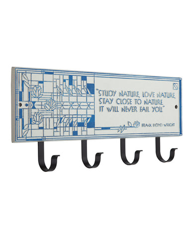 Frank Lloyd Wright Waterlilies Wall Plaque Coastal Blue