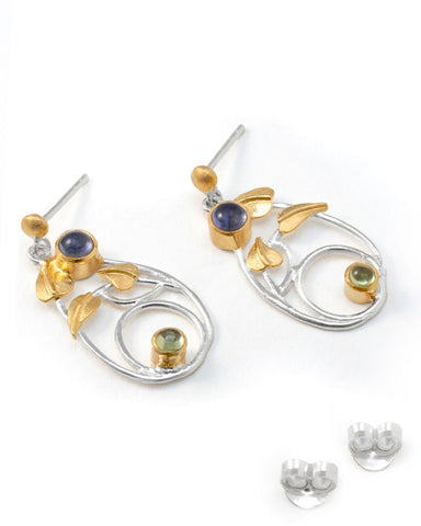 Mackintosh Willowwood Silver, Iolite and Peridot Earrings