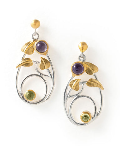 Mackintosh Willowwood Silver, Iolite and Peridot Earrings